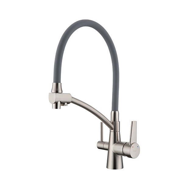 Смеситель Raglo R80.621.05 для кухни с подключением к фильтру съёмный гибкий излив, сатин