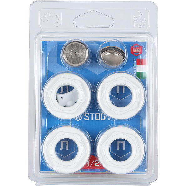 Универсальный монтажный комплект STOUT для подключения радиатора 1/2" RAL 9016 (SKU-0111-000112)