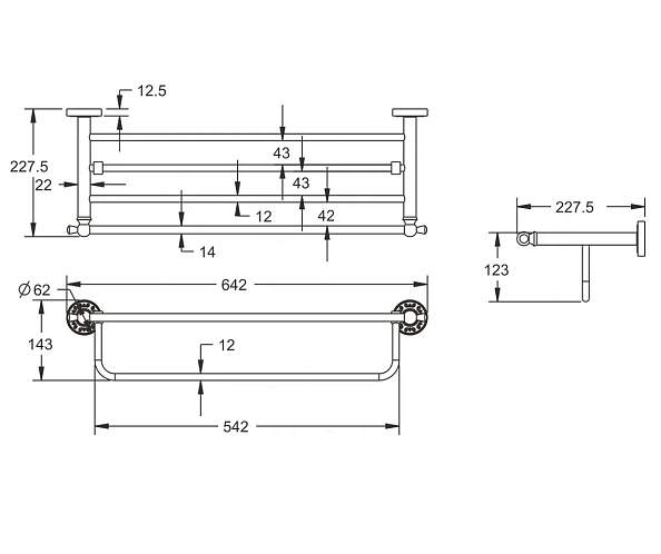 Полка для полотенец Rose RG1008Q, бронза