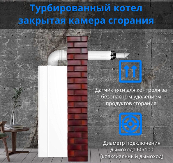 Настенный газовый котел Baxi ECO Nova NEW 1.24F (одноконтурный, закрытая камера) (100023941)