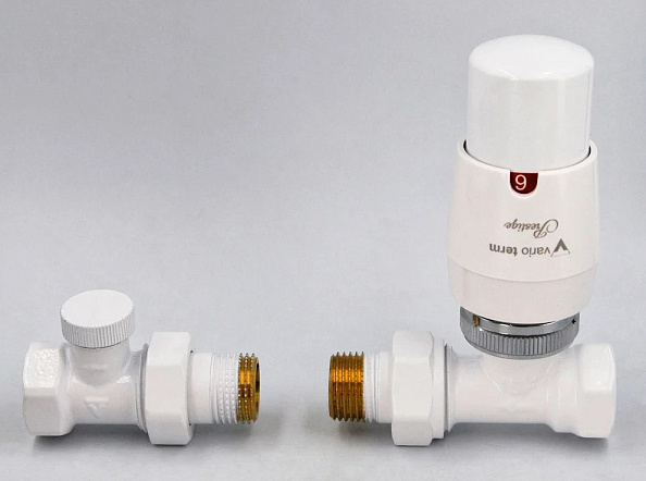 Комплект подключения Vario Term Elegant 1/2" (белый) термостатический прямой (ELGS0206C/FP)