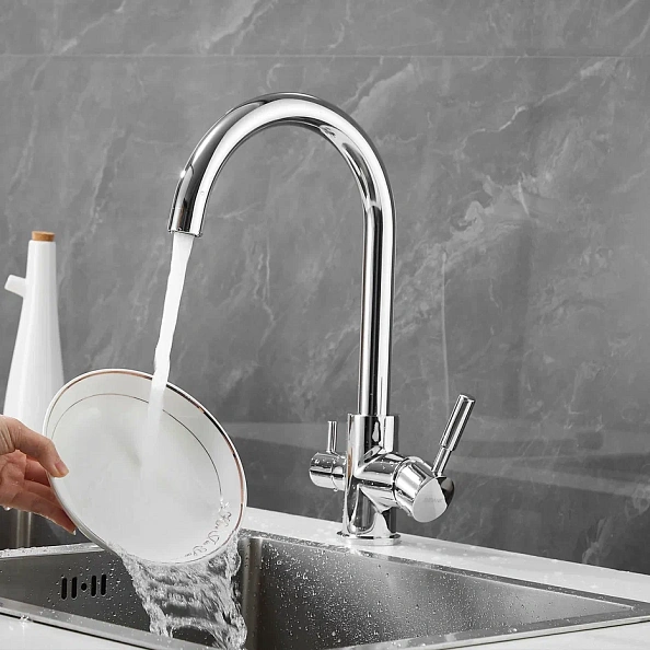 Смеситель для кухни с подключением фильтра Shevanik S168, хром