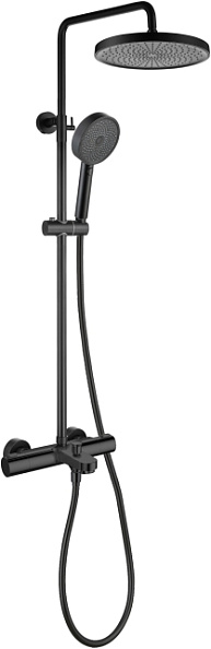 Термостатическая душевая система AQUATEK 3jet 260мм, матовый черный AQ2043MB