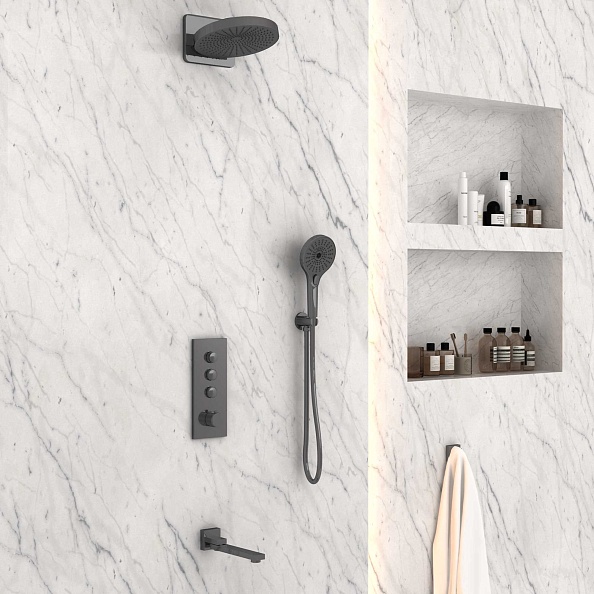 Душевой комплект Vincea VSFW-433TI1GM встраиваемый, вороненая сталь