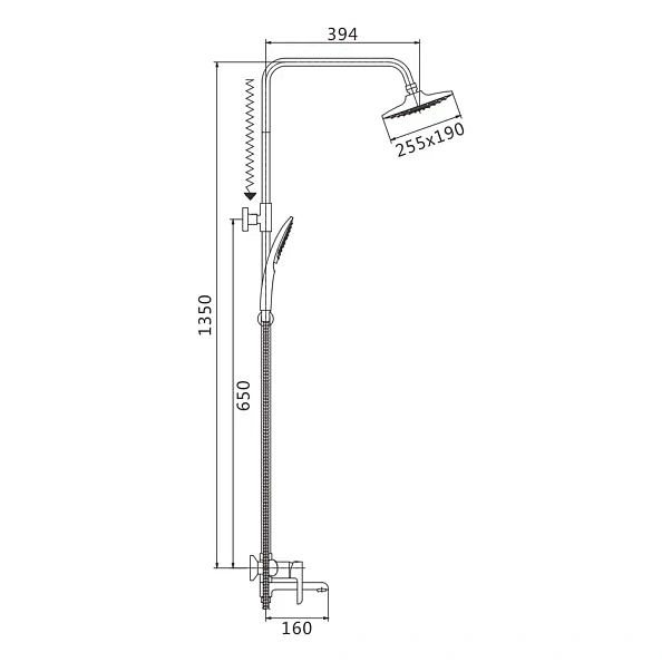 Душевая система Shevanik S6036H, черный/хром