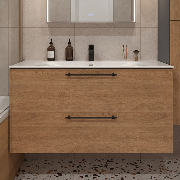 Тумба с раковиной подвесная (100см) Terminus Venta VEN101002300001O, шпон/дуб