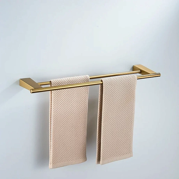 Полотенцедержатель двойной Shevanik SG5727G, золотой сатин