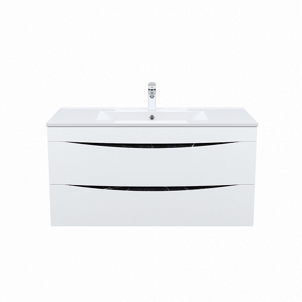 Тумба с умывальником IDDIS подвесная 100 см белая/черный мрамор Cloud (CLO10B0i95K)