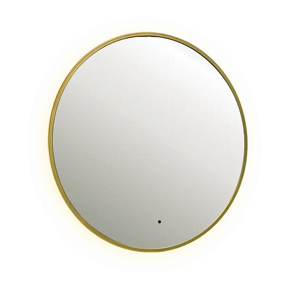 Зеркало Dreja SHINE 80х80 см, метал. рама, золото, беск. сенсор,  LED-подсветка, диммер