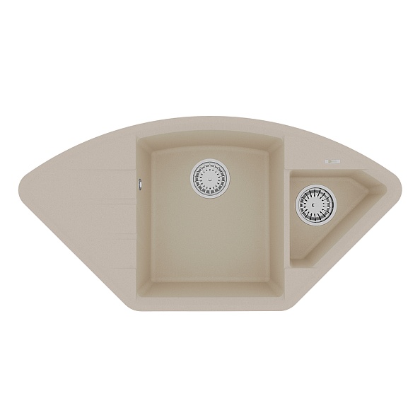 Кухонная мойка Lemark IRKANA 980 врезная угловая с доп. чашей и крылом из кварцгранита цвет: Бежевый (9910044)