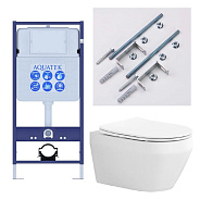 SET AQUATEK ЛЕЯ Т (рама AQUATEK Standard INS-0000012 (без клавиши)KKI-0000001 крепёж+унитаз ЛЕЯ AQ1199T-00 с тонким сиденьем soft-close