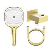 Лейка для душа с держателем (с подключением шланга) и шлангом Raglo R476.40.03, золотой сатин