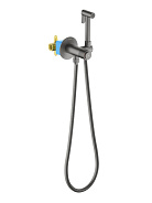 AQ1023BGM БЕТТА комплект для гигиенического душа Select встроенный (смеситель + гигиеническая лейка + шланг), оружейная сталь