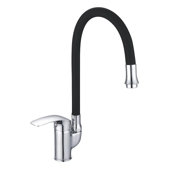 Смеситель для кухни с гибким изливом Shevanik S5543-3, хром/черный