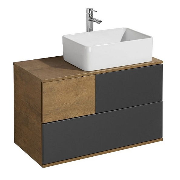 1A2472K1TEKA0 Набор Aquaton: 1A247201TEKA0 Тумба-умывальник Терра 85 Дуб Кантри/Антрацит/ 732700B000 раковина Мила