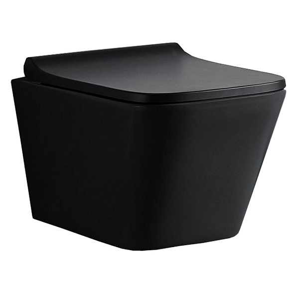 Унитаз подвесной Azario Teramo 490*340*350 безободковый, с сидением микролифт, черный матовый (AZ-052-MB)