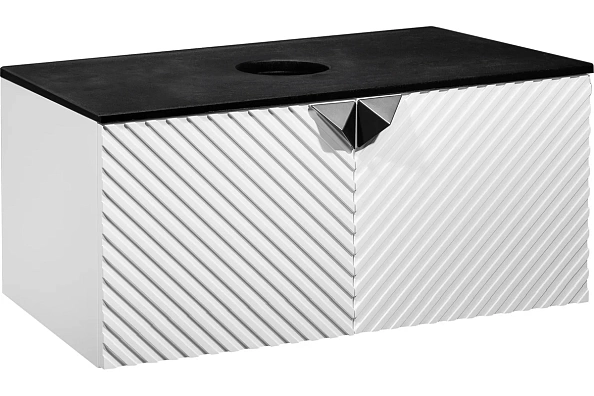 Тумба Runo Андорра 85 белый матовый чёрный подвесная под накладной умывальник (00-00002018)