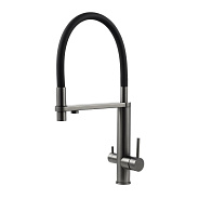 Смеситель для кухни с подключением фильтра Knotlor SS-15/GM, вороненая сталь