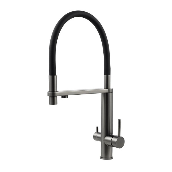 Смеситель для кухни с подключением фильтра Knotlor SS-15/GM, вороненая сталь