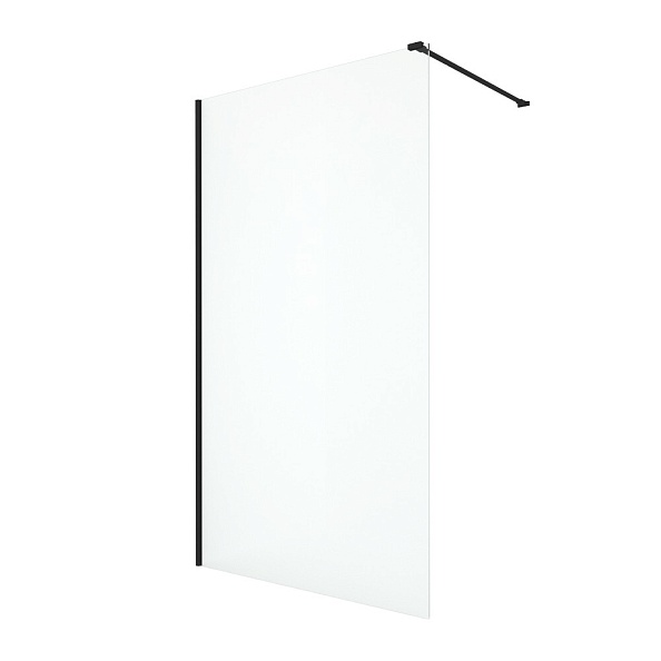 AQ WIW 12020BL Душевая перегородка AQUATEK Walk in с держателем 1200x2000 профиль черный, стекло прозрачное