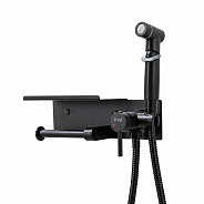 Гигиенический душ со смесителем и полочкой FRAP F2075-6, черный