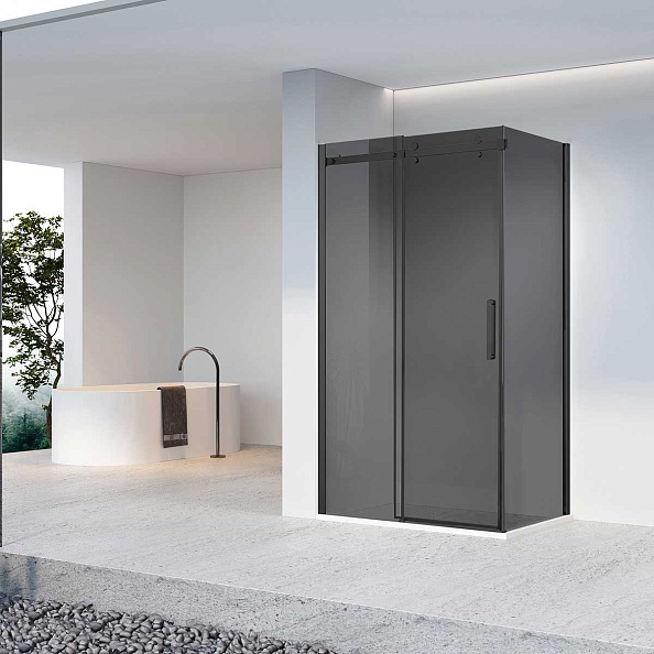 Душевой уголок Vincea Como-N (VSR-4CN8014CGB) 1400х800 мм, черный, стекло тонированное