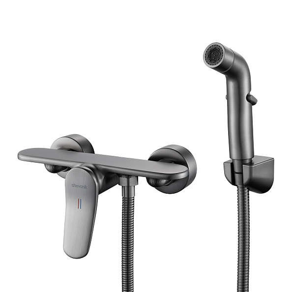 Гигиенический душ со смесителем Shevanik S4705T-1, оружейная сталь
