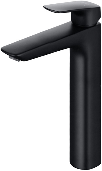 AQ1004MB ВЕГА смеситель для раковины высокий 227 без донного клапана, матовый черный