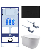 SET AQUATEK КЛАССИК-074 4в1 (рама AQUATEK Standard INS-0000012 +крепеж KKI-0000002+кнопкаKDI-0000074+унитаз КЛАССИК AQ1111-00 с крышкой)