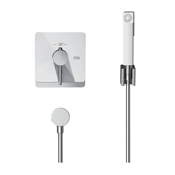 Гигиенический душ с термостатом Rose R105C, белый/хром