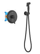 AQ1519MB КЛАССИК набор с гигиеническим душем (смеситель + гигиеническая лейка + шланг + шланговое подсоединение с держателем), матовый черный