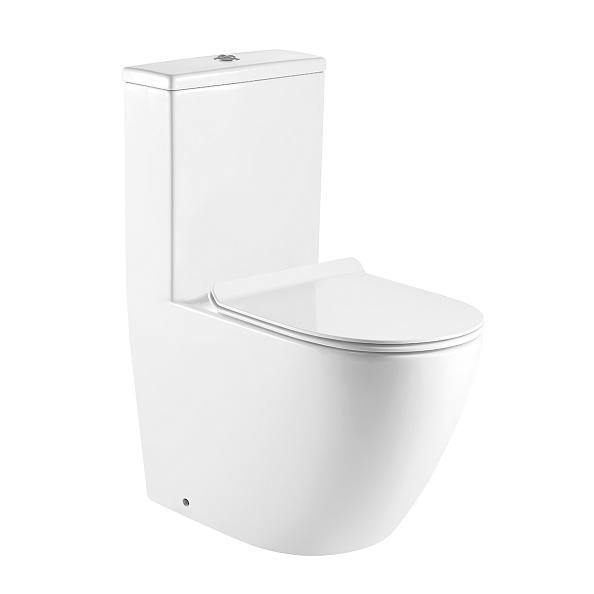 Унитаз-моноблок AZARIO MORANO 680x370х830 напольный, безободковый, в комплекте с сиденьем дюропласт микролифт, белый (AZ-1001)