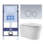 SET AQUATEK НИКА-019 4в1 (рама AQUATEK Standard INS-0000012+крепеж KKI-0000002+клавиша KDI-0000019+унитаз НИКА AQ2009-00 с тонким сиденьем soft-close)