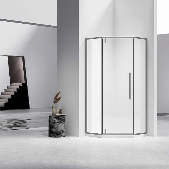 Душевой уголок Vincea Slim-N (VSP-4SN900CLGM) 900х900 мм, вороненая сталь, стекло прозрачное