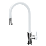 Смеситель для кухни с выдвижным изливом GranFest 7652, иней