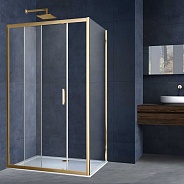 Душевой уголок Vincea Alpha (VSR-3AL9013CLG) 1300х900 мм, брашированное золото, стекло прозрачное