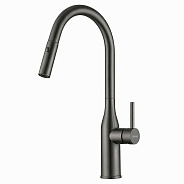 Смеситель для кухни с выдвижным изливом и режимом душ GAPPO G4398-41, оружейная сталь