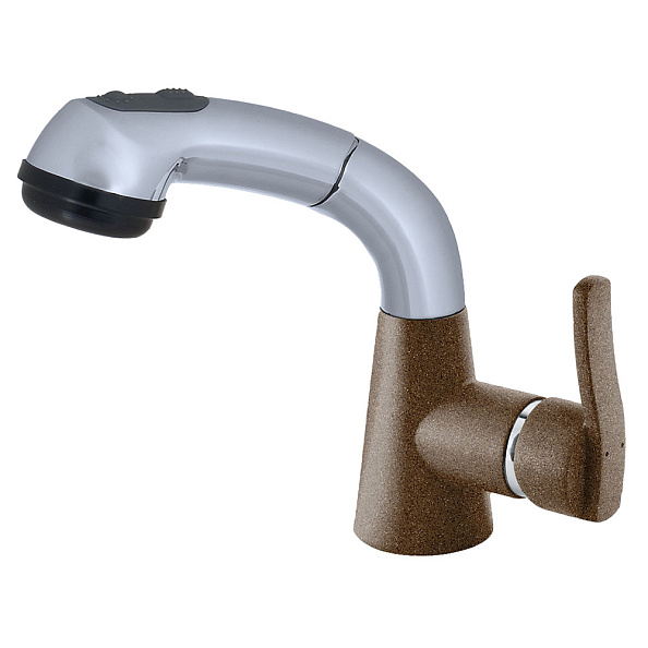 Смеситель для кухни с выдвижным изливом и режимом душ GranFest 3773, терракот