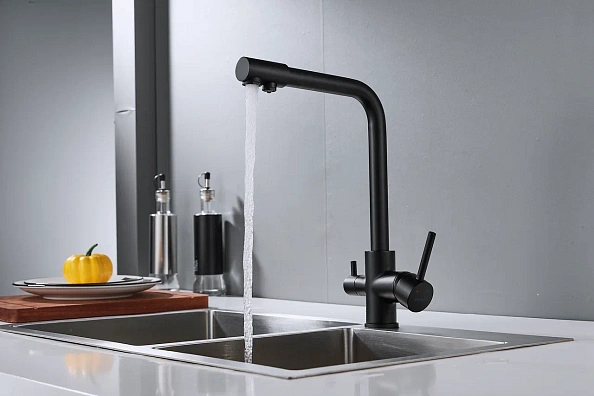 Смеситель для кухни с подключением фильтра Shevanik S328H, черный