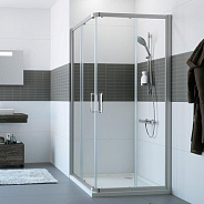 C20223.087.321 CLASSICS 2 Двухсекционная раздвижная дверь 1100*2000мм для углового входа, проф. матовое серебро, стекло прозрачное