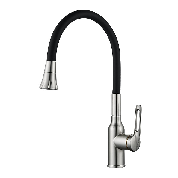Смеситель для кухни с гибким изливом Raffine F303L-3, сатин
