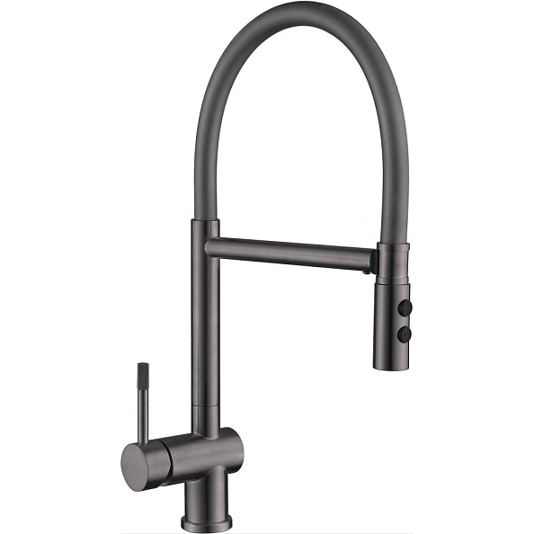 Смеситель для кухни с гибким изливом и режимом душ Fmark FS0252Q-06, графит