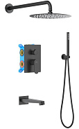 AQ1273MB ОБЕРОН Set 4 в 1 душевой комплект 3 режима, матовый черный