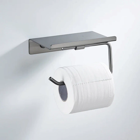 Держатель для туалетной бумаги с полочкой Shevanik SG5705T-1, оружейная сталь