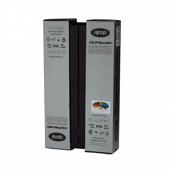 Биметаллический радиатор Rifar Supremo 500, 4 секции Антрацит