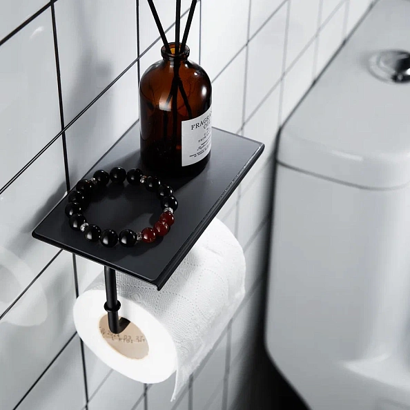 Держатель для туалетной бумаги с полочкой Shevanik SZ15H, черный