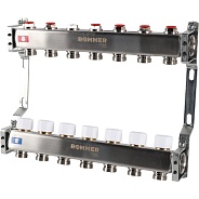 Коллектор Rommer 1"x3/4" на 7 контуров с запорными клапанами (нерж. сталь) (RMS-3200-000007)