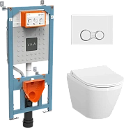 9856B003-7205 Комплект: Integra Round унитаз подвесной безободковый с тонким сиденьем МЛ+ инсталляция+ панель смыва глянец хром