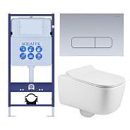 SET AQUATEK ЛУГАНО-014 4в1 (рама AQUATEK Standard INS-0000012+ кркпеж KKI-0000002+клавиша KDI-0000014+унитаз ЛУГАНО AQ2002-00 с тонким сиденьем soft-c
