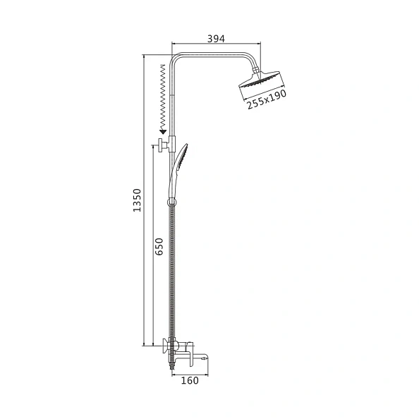 Душевая система Shevanik S6036F, белый/хром
